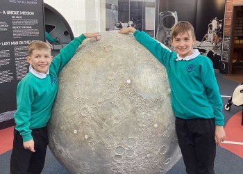 Students with moon