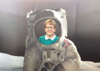 Student in astronaught outfit